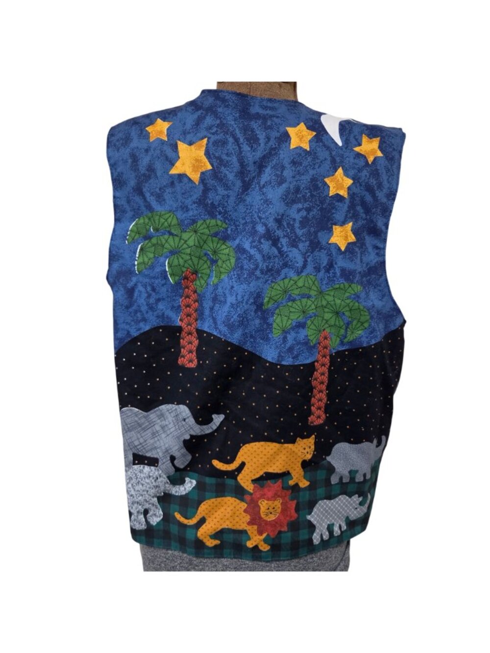 Noahs Ark Reversible Vest Animal Print Button Accents Womens Size M Handmade - Picture 2 of 10